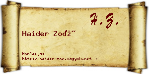 Haider Zoé névjegykártya